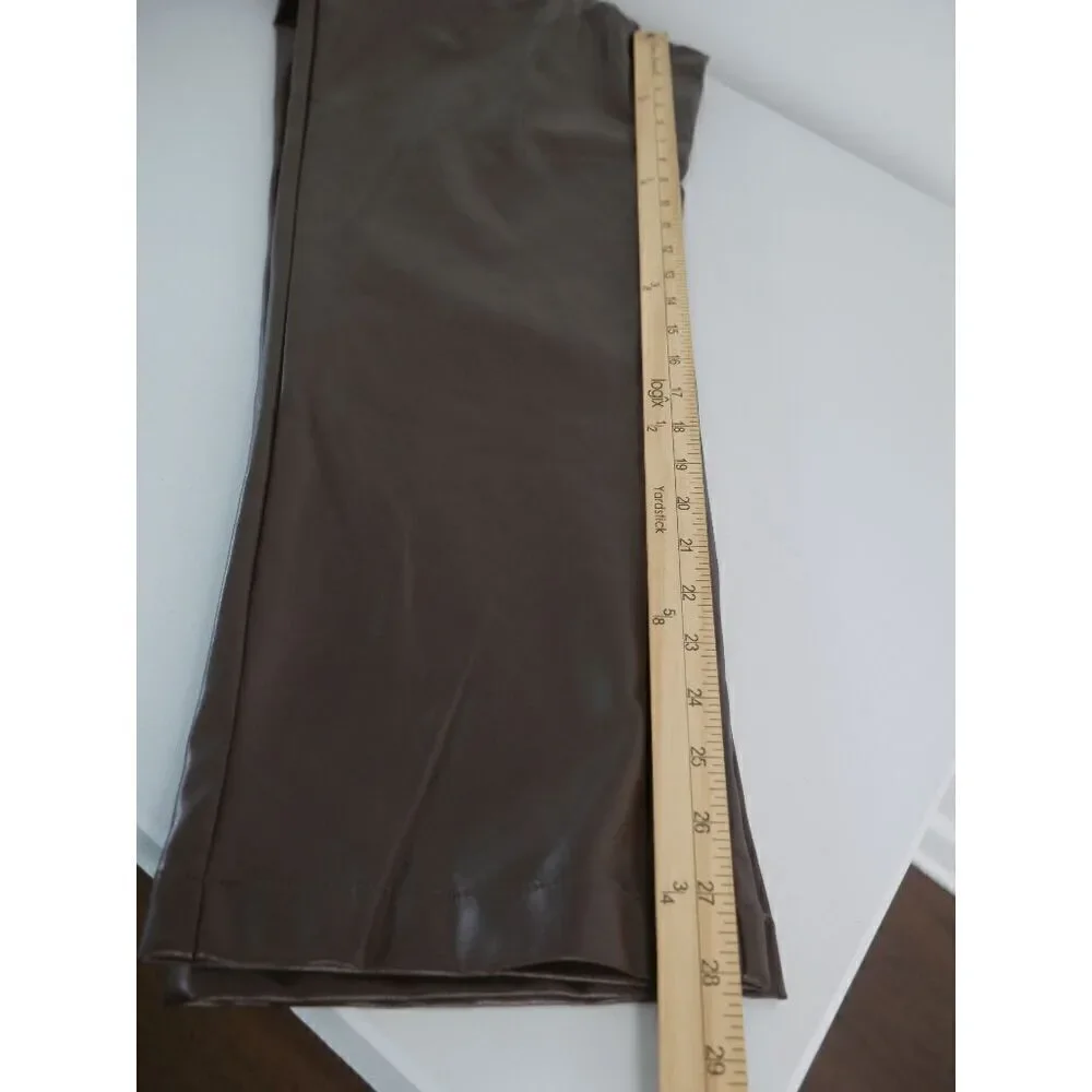 Calvin Klein Women's Faux Leather Straight Leg Pants 12